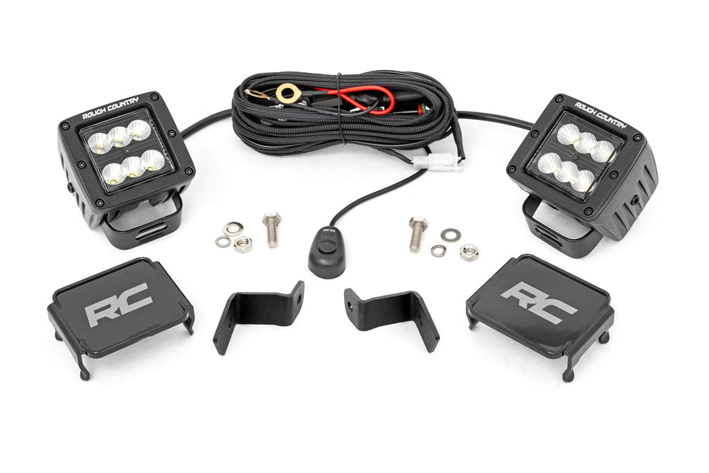 LED Light Ditch Mount 2inch Black Pair Flood Ford F 150 15 23