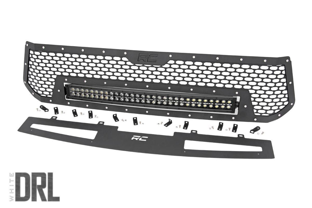 Mesh Grille 30inch Dual Row LED Black White DRL Toyota Tundra 14 17