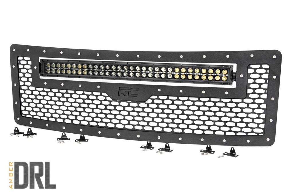 Mesh Grille 30inch Dual Row LED Black Amber DRL Ford F 150 09 14