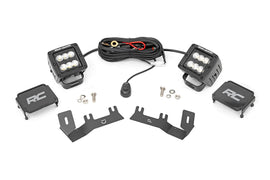 LED Ditch Light Kit 2in Black Pair Flood Chevy GMC 1500 14 18