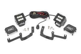 LED Light Ditch Mount 2inch Black Pair Flood Chevy Silverado 1500 19 23