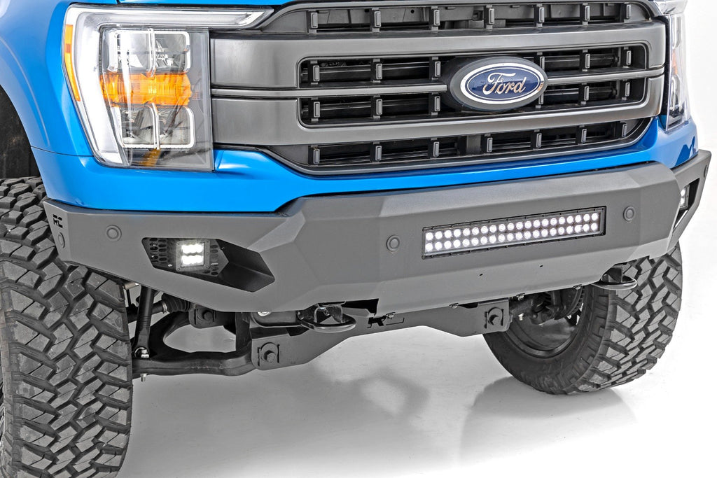 High Clearance Front Bumper LED Lights and Skid Plate Ford F 150 21 23