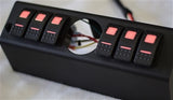 JK 6 Switch Panel with Dual Lit LED Red Switches  W/2-1/16 Inch Diameter Empty Gauge Hole 07-08 Wrangler JK