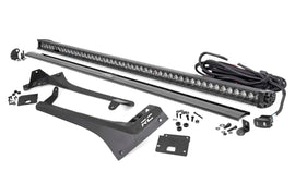 Jeep 50 inch Straight LED Light Bar Upper Windshield Kit w Single Row Black Series LED White DRL 20 22 Gladiator JT 18 22 Wrangler JL