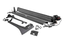 Jeep 50 inch Straight LED Light Bar Upper Windshield Kit w Dual Row Black Series LED 20 22 Gladiator JT 18 22 Wrangler JL