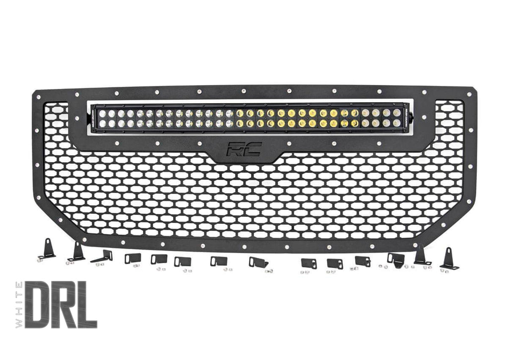 Mesh Grille 30inch Dual Row LED Black White DRL GMC Sierra 1500 16 18