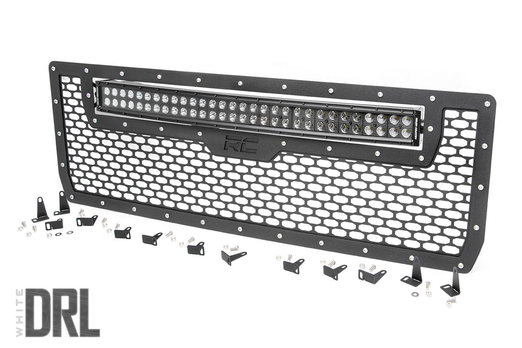Mesh Grille 30inch Dual Row LED Black White DRL GMC Sierra 1500 14 15