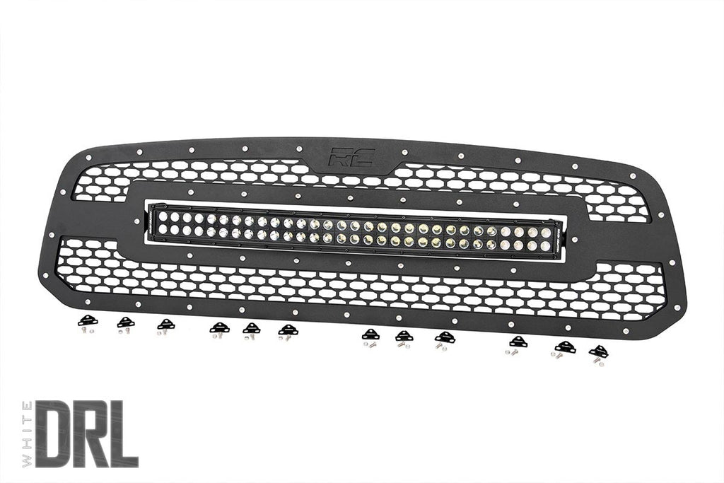Mesh Grille 30inch Dual Row LED Black White DRL Ram 1500 13 18 and Classic
