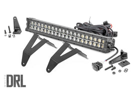LED Light Bumper Mount 20inch Black Dual Row White DRL Ram 1500 19 23