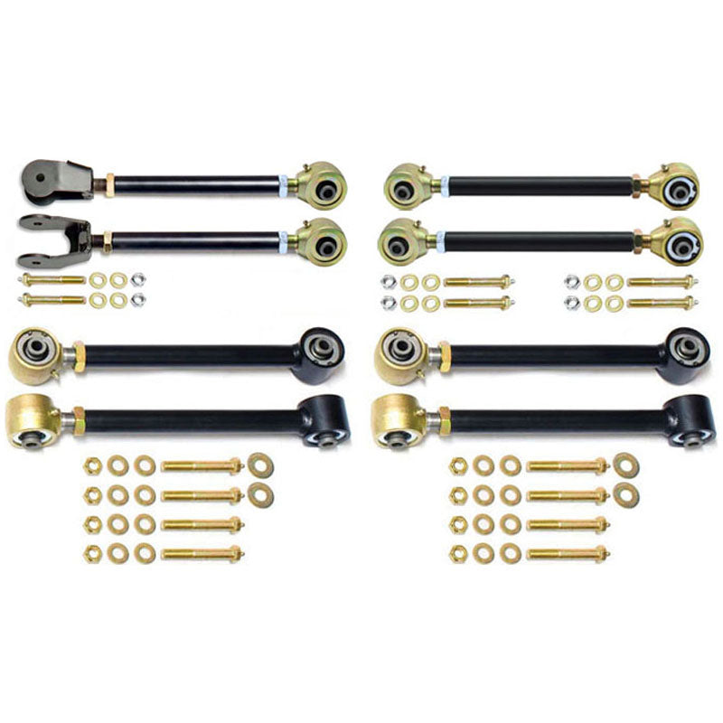 Johnny Joint Control Arm Set 97-06 Wrangler TJ and LJ Unlimited Adjustable w/ Double Adjustable Upper Arms Set Of 8