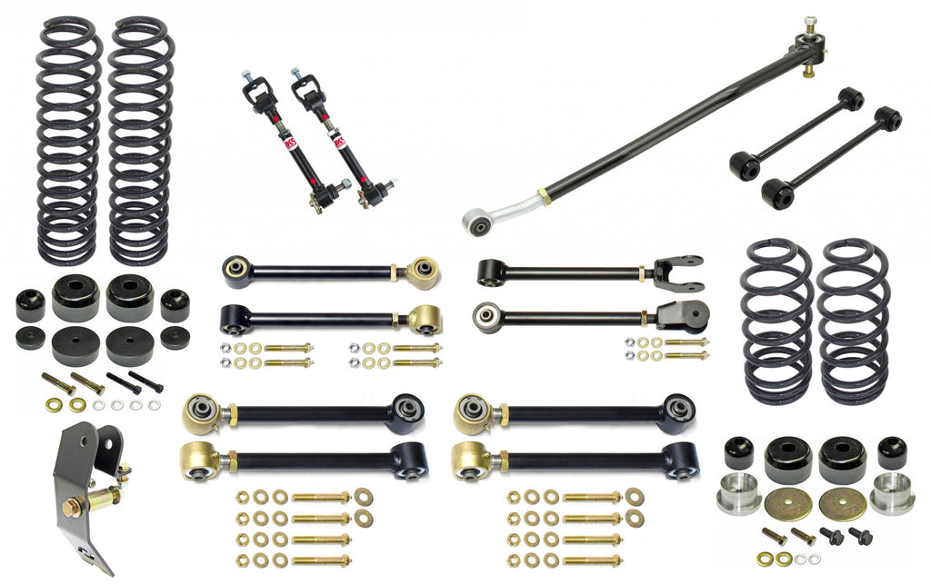 Johnny Joint Suspension System 04-06 Jeep LJ Unlimited 4 Inch lift Includes Springs Adj. Cntrl Arms F S/B Disconnects R S/B Links F Trac Bar R Trac Bar Reloc F/R Bump Stops
