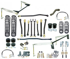 Johnny Joint Suspension System 07-18 Wrangler JK 4 Dr 4 Inch Lift W/Springs Adj. Cntrl Arms F/R Antirock S/Bs w/ Alum. Arms F/R Bmp Stp R Coil Sprg Ret. F/R Ext. Brk Ln F/R T/Bs and T/B Reloc. F/R Shk Reloc. Pitman Arm