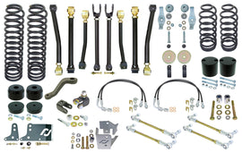 Johnny Joint Suspension System 07-18 Wrangler JK 2 Dr 4 Inch Lift W/Springs, Adj. Cntrl Arms F/R S/B Links F/R Bmp Stp R Coil Sprg Ret. F/R Ext. Brk Ln F/R T/B Reloc. F/R Shk Reloc. Pitman Arm