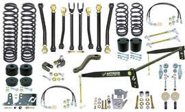 Johnny Joint Suspension System 07-18 Wrangler JK 2 Dr 4 Inch Lift W/Springs, Adj. Cntrl Arms F S/B Links R Antirock S/B w/ Stl. Arms F/R Bmp Stp R Coil Sprg Ret. F/R Ext. Brk Ln F/R T/B Reloc. F/R Shk Reloc. Pitman Arm
