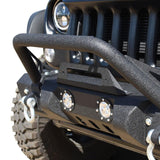 Jeep JK Front Bumper w/LED Lights 07-18 Wrangler JK Steel Mid Length Stubby W/Winch Plate
