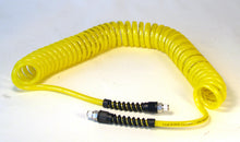 Load image into Gallery viewer, Air Hose 30 Foot Coiled 1/4 Inch NPT Male Thread Superflex High Pressure Yellow Power Tank