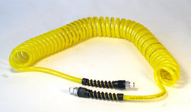 Air Hose 30 Foot Coiled 1/4 Inch NPT Male Thread Superflex High Pressure Yellow Power Tank