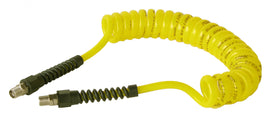 Air Hose 10 Foot Coiled 1/4 Inch NPT Male Thread Superflex High Pressure Yellow Power Tank