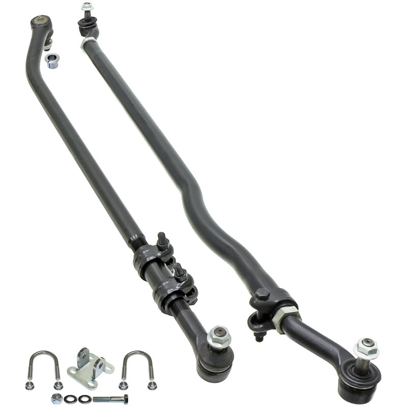 Currectlync Steering System 07-18 Wrangler JK w/Flipped Drag Link 1 1/2 Inch Diameter Tube Tie Rod/Forged Drag Link/Forged Tie Rod Ends Premium Jam Nuts And Adjuster