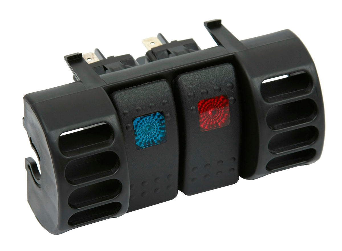 87-96 Jeep TJ Upper Air Vent Switch Pod W/ 2 Rocker Switches Blue and ...