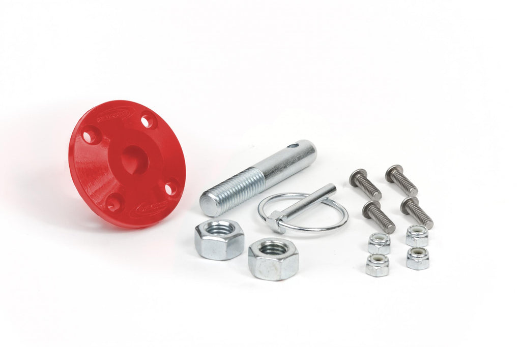 Hood Pin Kit Red Single Includes Polyurethane Isolator Pin Spring Clip and Related Hardware Daystar
