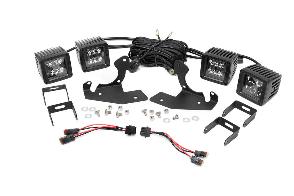 LED Light Fog Mount Dual 2inch Black Pairs Chevy Silverado 1500 2500HD 3500HD 2WD 4WD