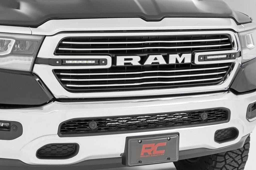 Dual 6in LED Grille Kit Chrome Slimline Ram 1500 2WD 4WD 19 23