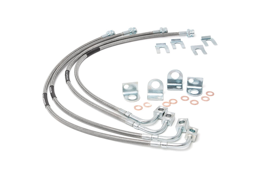 Brake Lines Stainless FR and RR 4 6 Inch Lift Jeep Wrangler JK 07 18